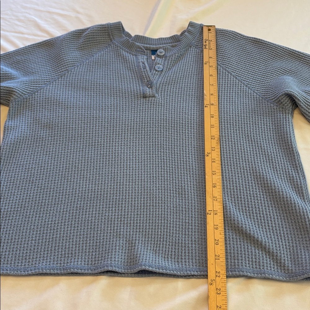Old Navy Blue Waffle Henley Top - Picture 7 of 7